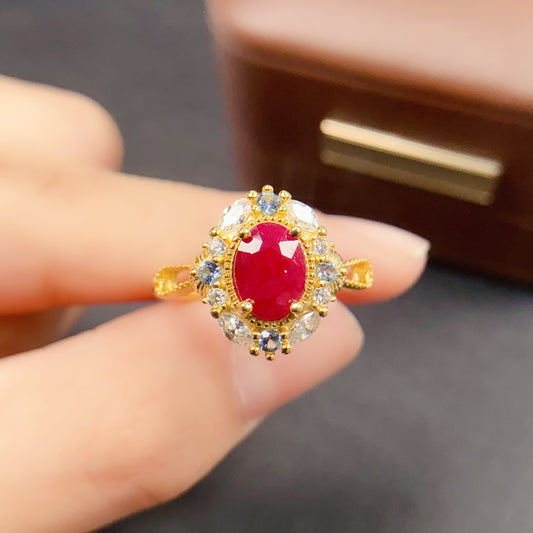Vintage Filigree Red Ruby Ring