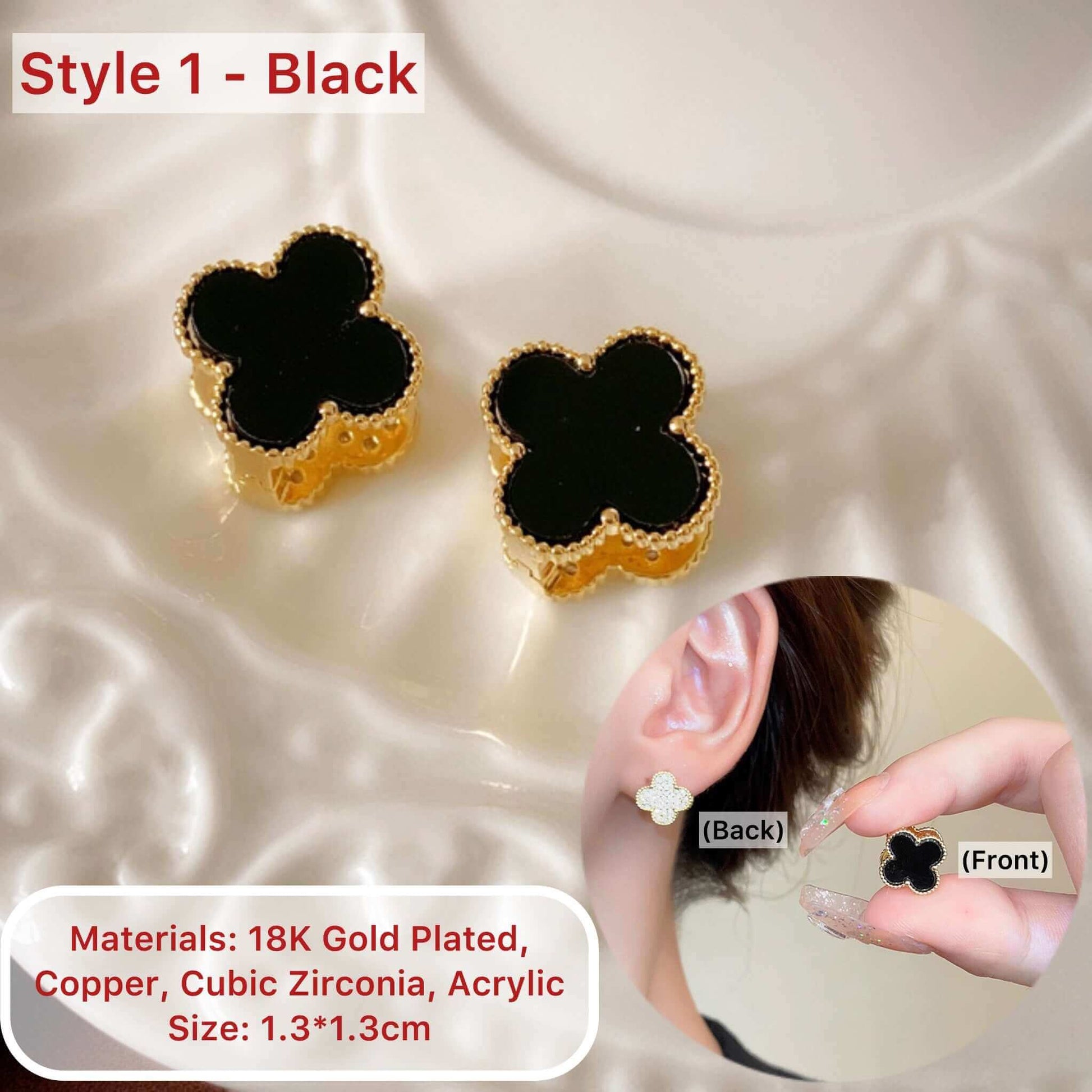 18K Gold Plated 4 Leaf Clover Earrings