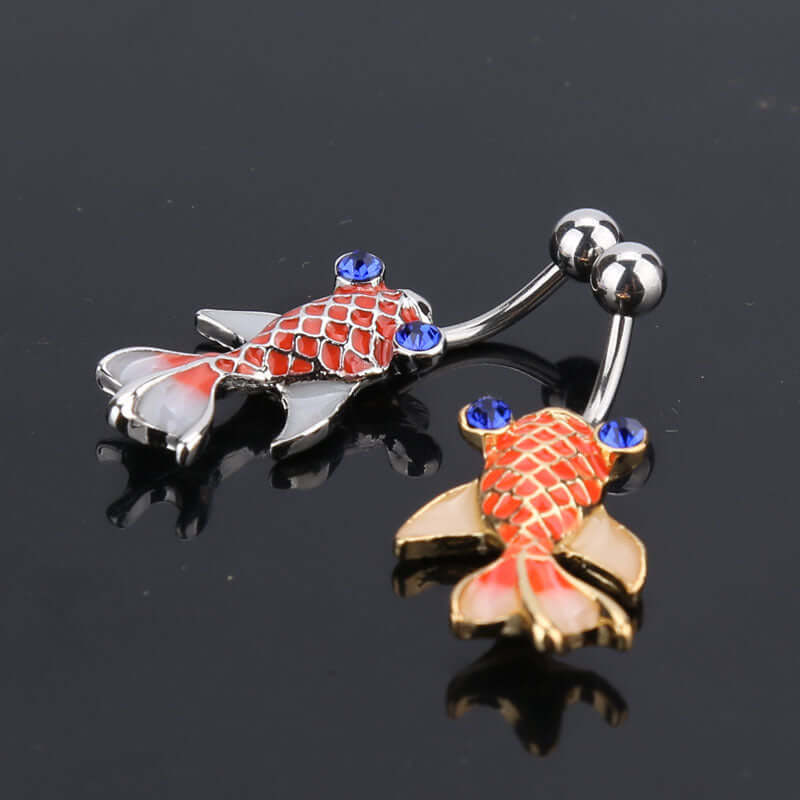 14G Koi Fish Goldfish Belly Button Rings Enamel