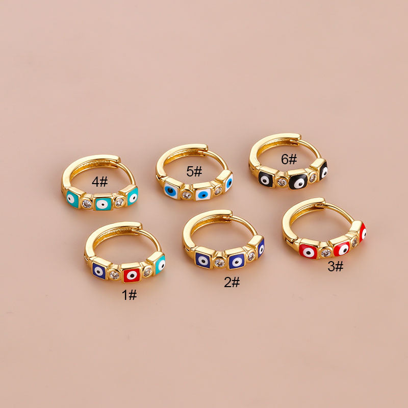 18K Gold Boho Evil Eye Conch Hoop Piercings