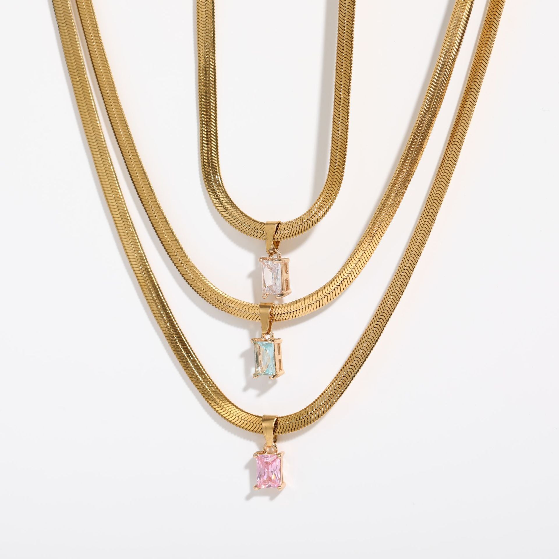 18K Gold Serpentine Choker Necklace with CZ