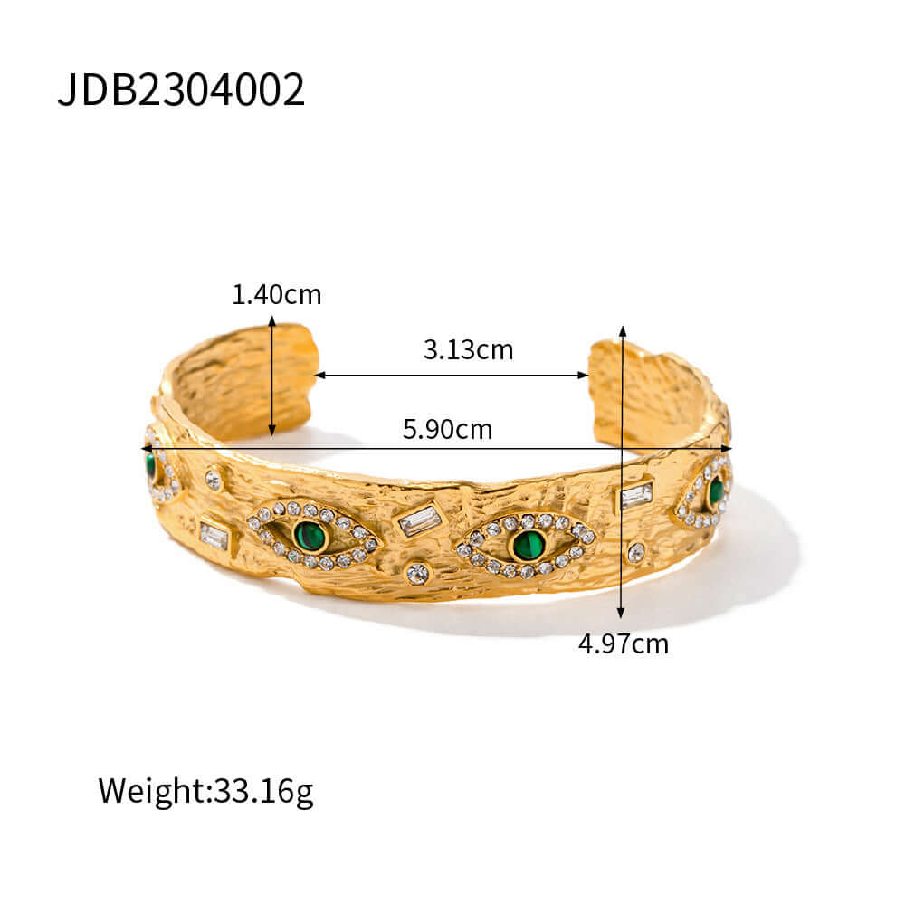 18K Gold Evil Eye Bangle Bracelet