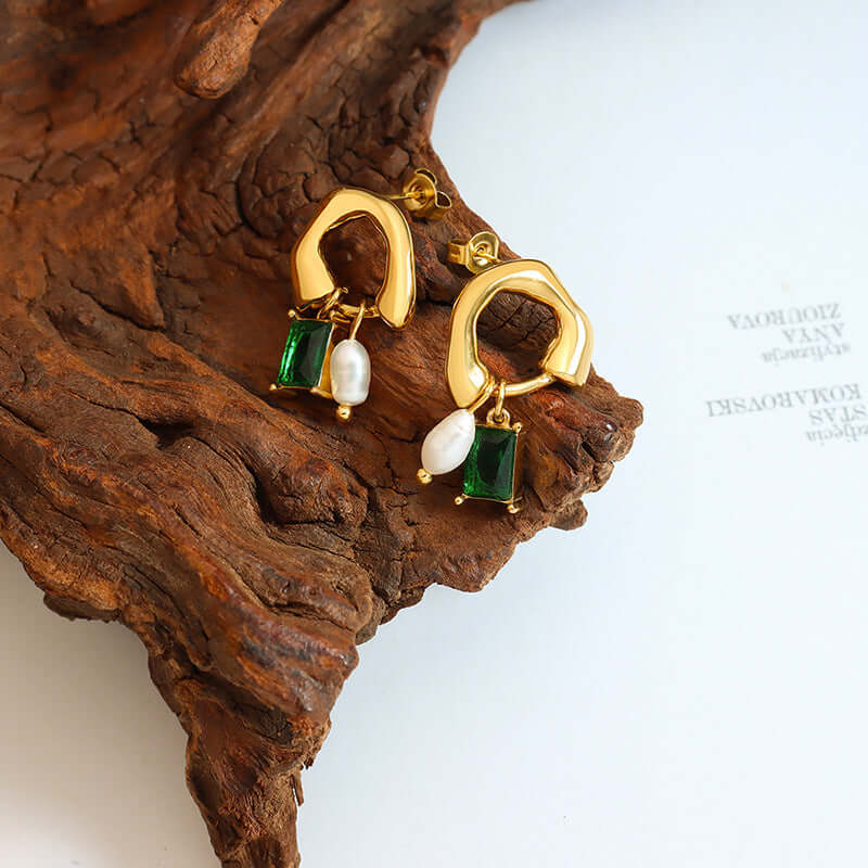 18K Gold Huggies Hoop Earrings, Pearl Hoop Earrings, CZ Hoop Earrings