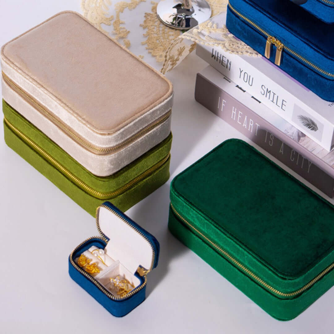 Portable Velvet Jewelry Organizer Box