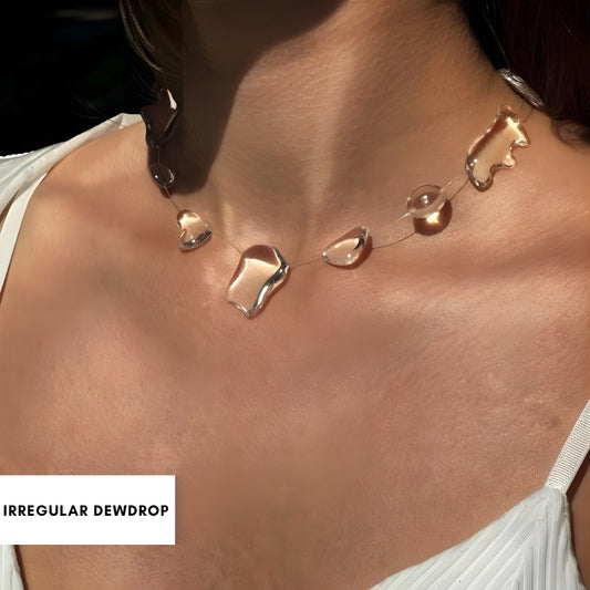 Irregular Dew Drop Clear Necklace