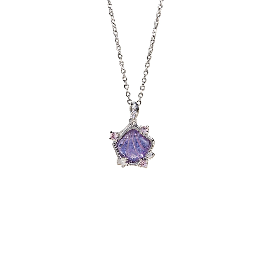 Gradient Purple Seashell Pendant Necklace