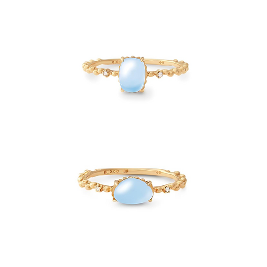 14K Gold Aquamarine Crystal Birthstone Ring