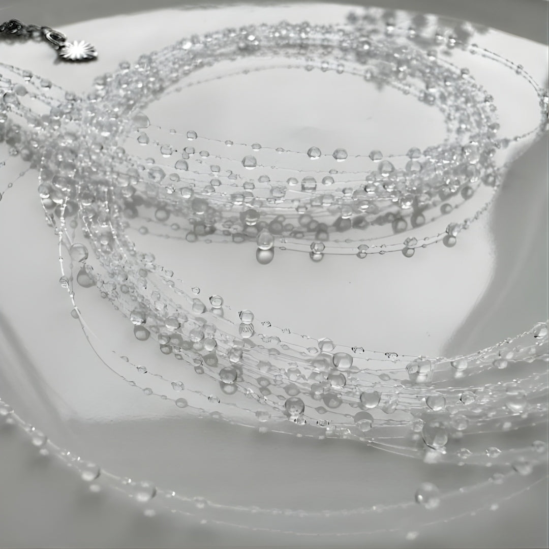 multi-stacked tiny dew drop necklace