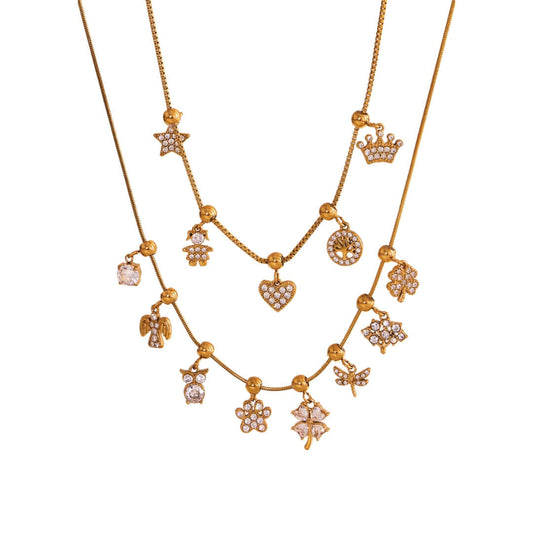 Gold Angel Clover Leaf DIY Charm Necklace