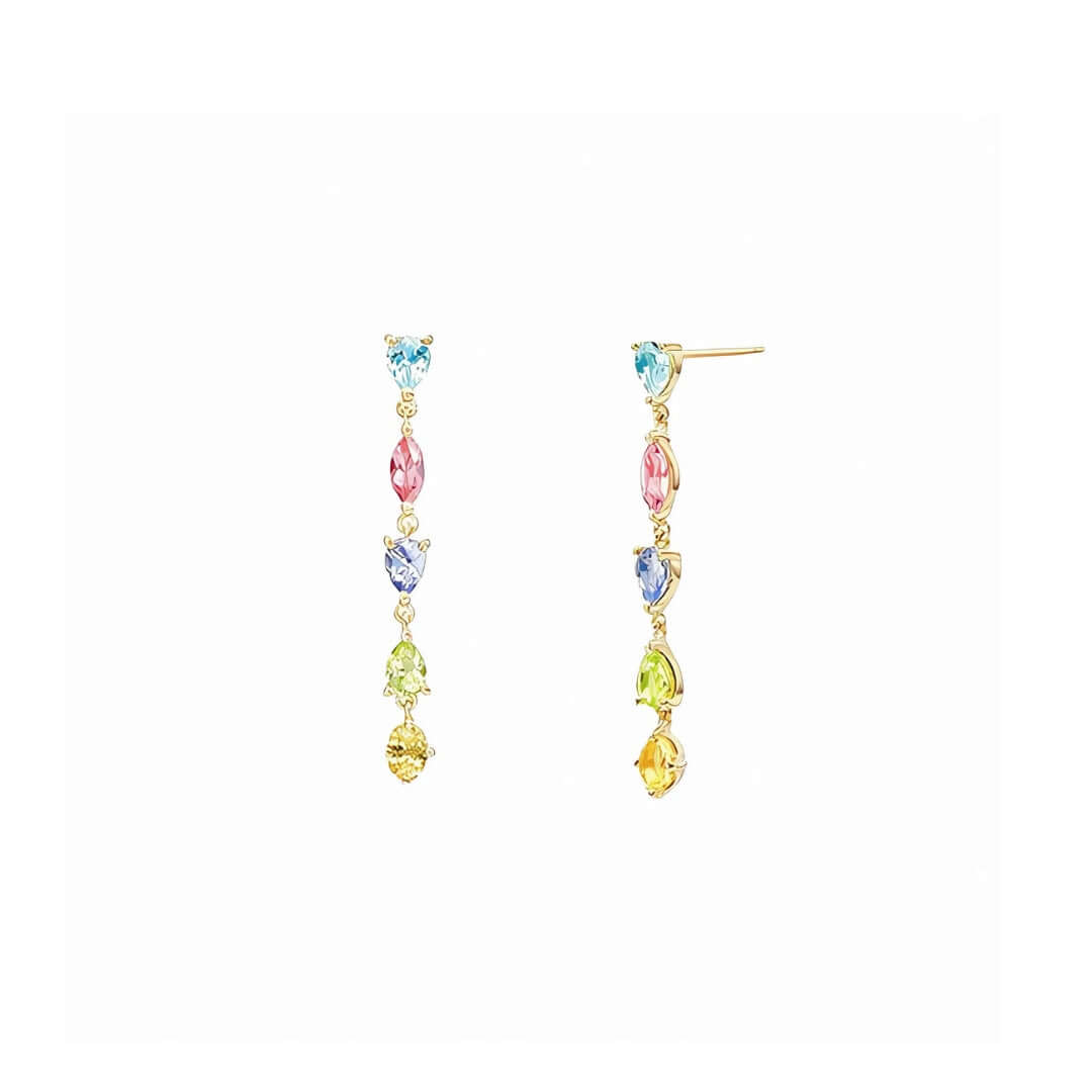Simple Citrine Amethyst Multi Birthstone Drop Earrings