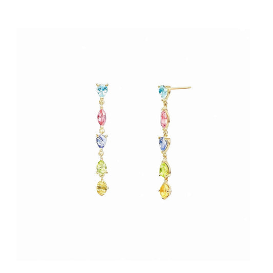 Simple Citrine Amethyst Multi Birthstone Drop Earrings