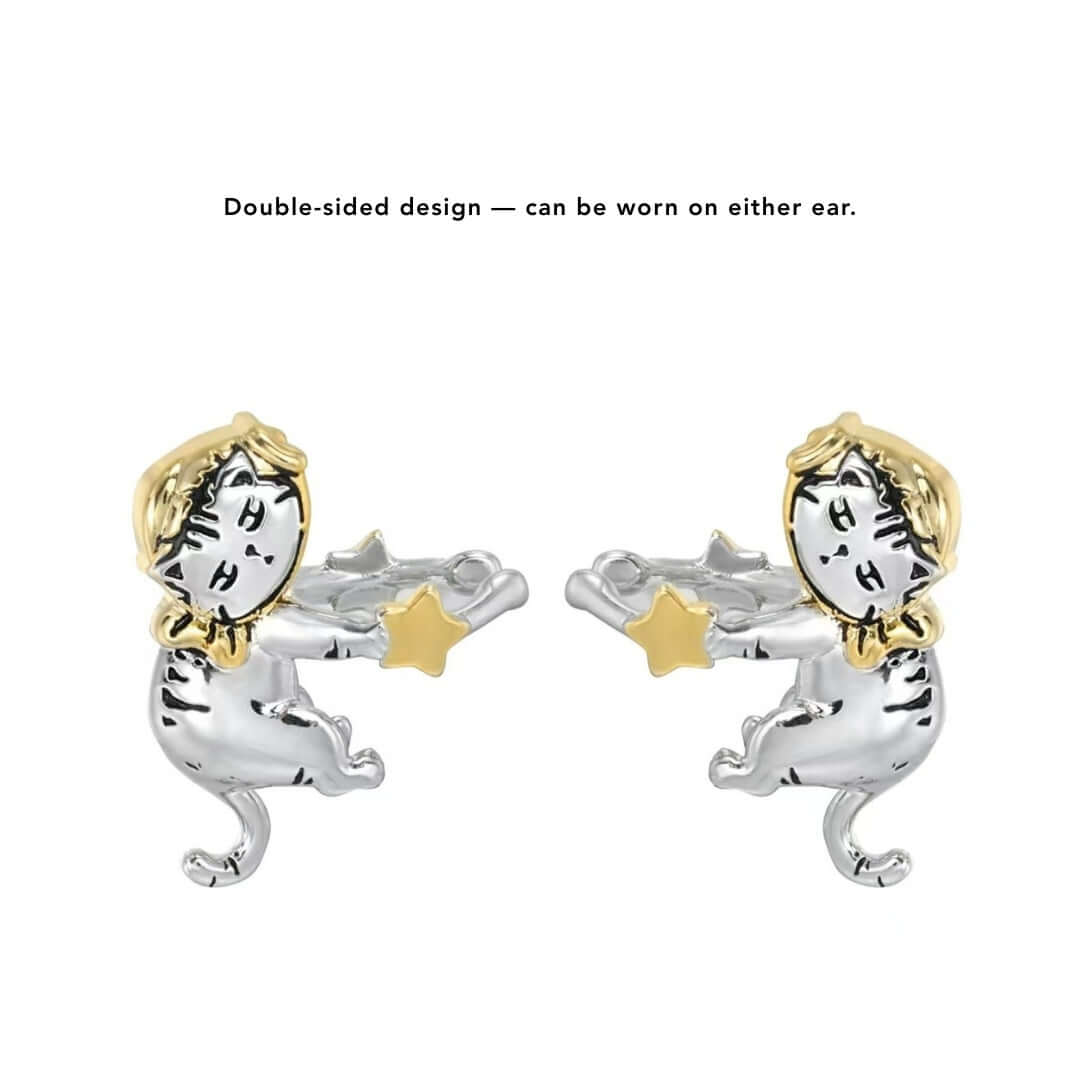 Graffiti Cat Ear Jacket Earrings