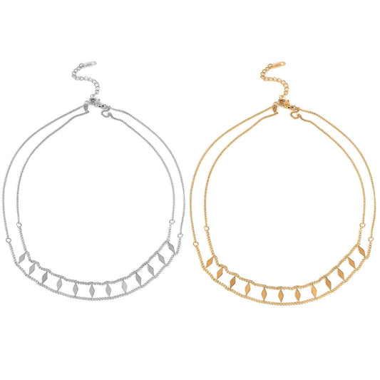 18K Gold Sequin Clavicle Layering Necklace