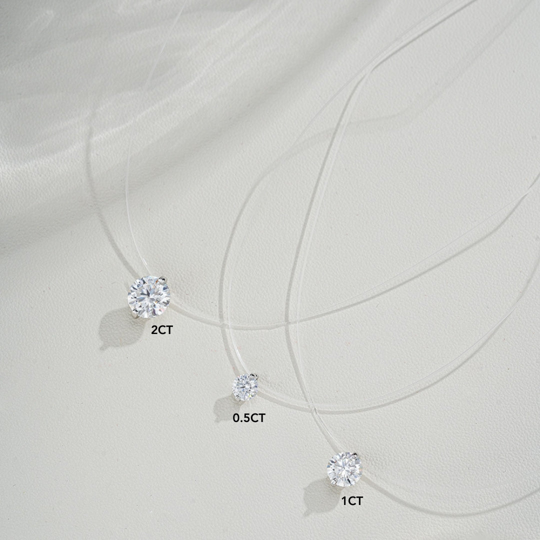 Moissanite Invisible Clear Necklace Minimal