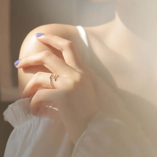 Sterling Silver Antler Deer Adjustable Ring