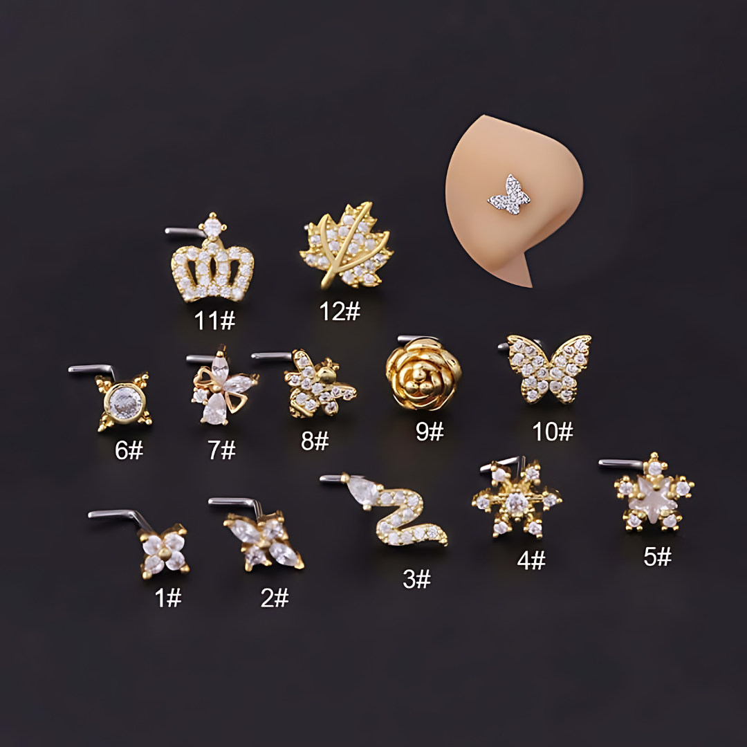 20G Hypoallergenic Leaf Nose Studs
