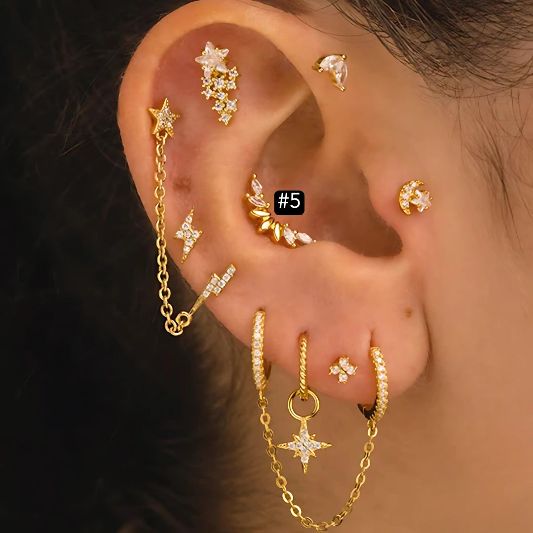 16G Evil Eye Hamsha Flat Back Tragus Daith Earrings