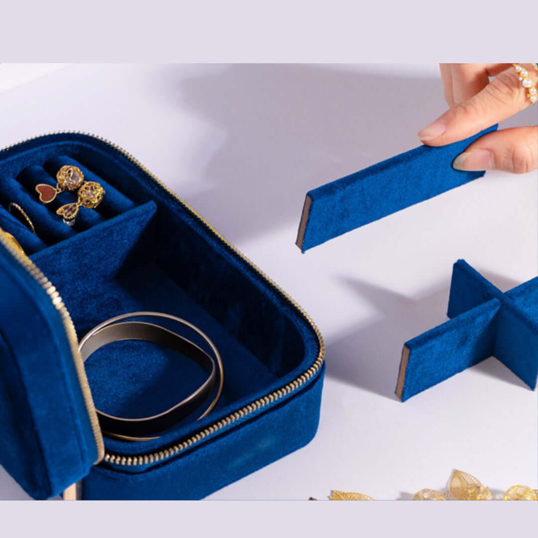 Portable Velvet Jewelry Organizer Box