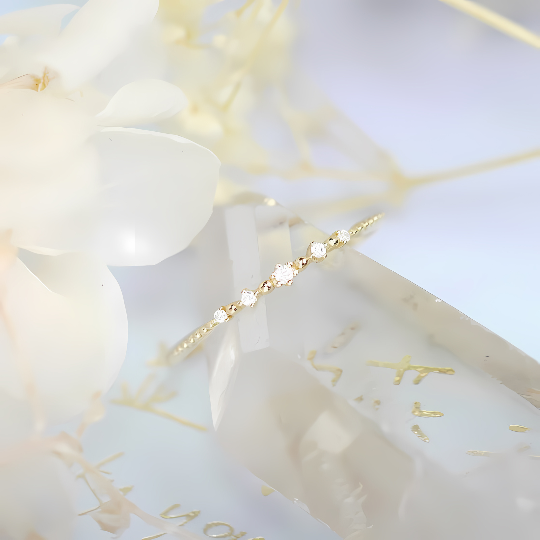 Gold Curved Eternity Stackable V Ring