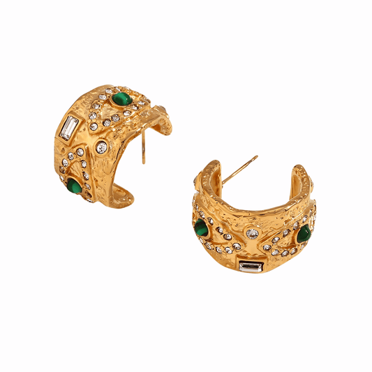 18K Gold Evil Turkish Eye Huggies Hoop Earrings