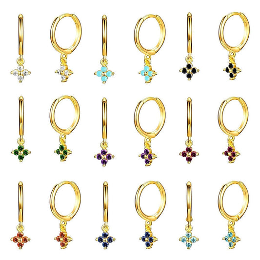 Small Flower Everyday Clip On Hoop Earrings