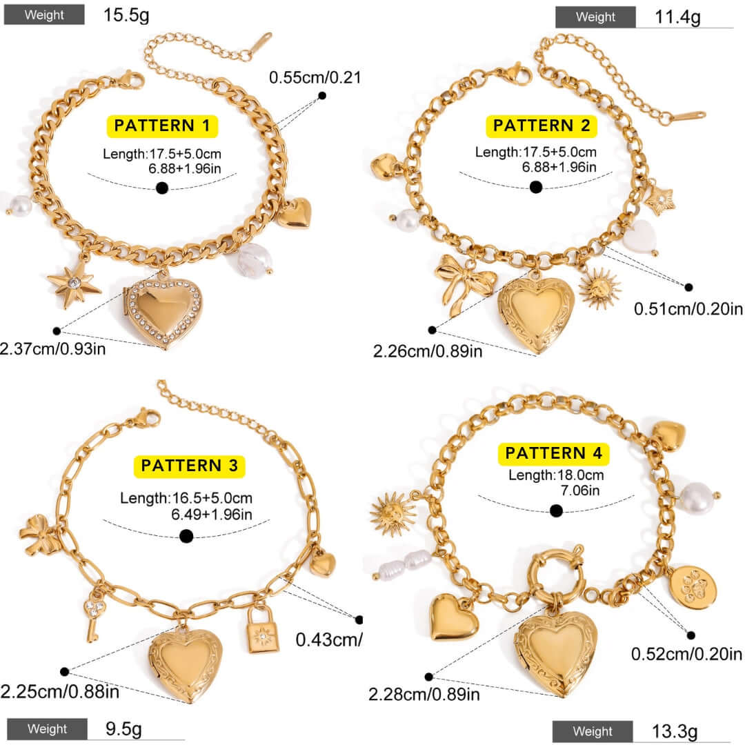 Bow Heart Locket Bracelet