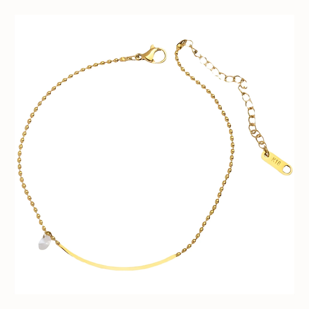 Simple Titanium Steel Rhinestone Anklet Bracelet