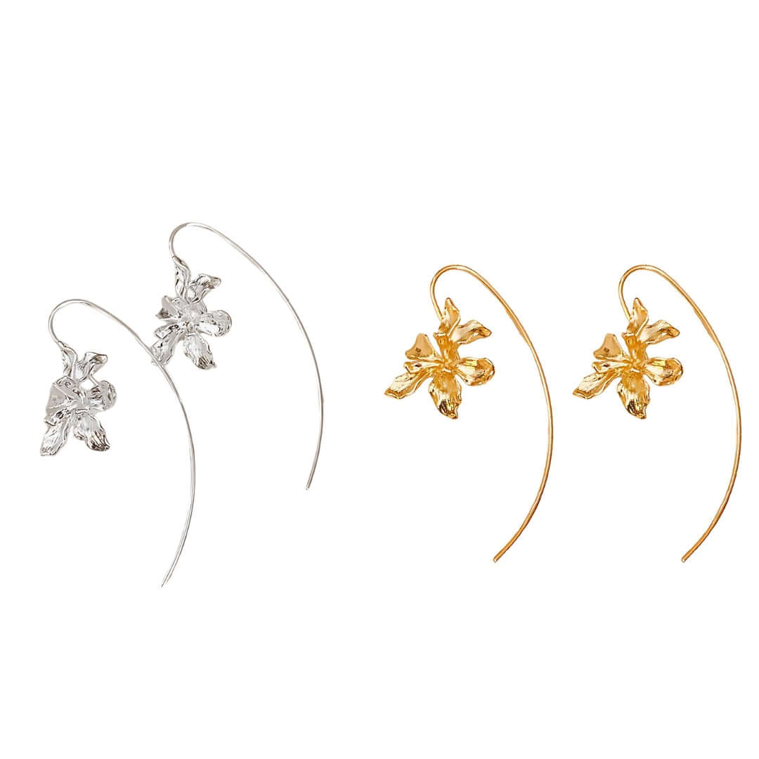 Petite Iris Flower Huge Earrings Hook
