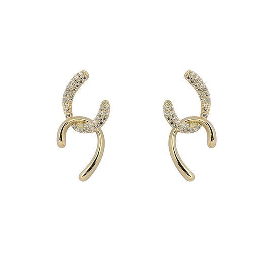 Duo Tone Gold Bar Stud Earrings