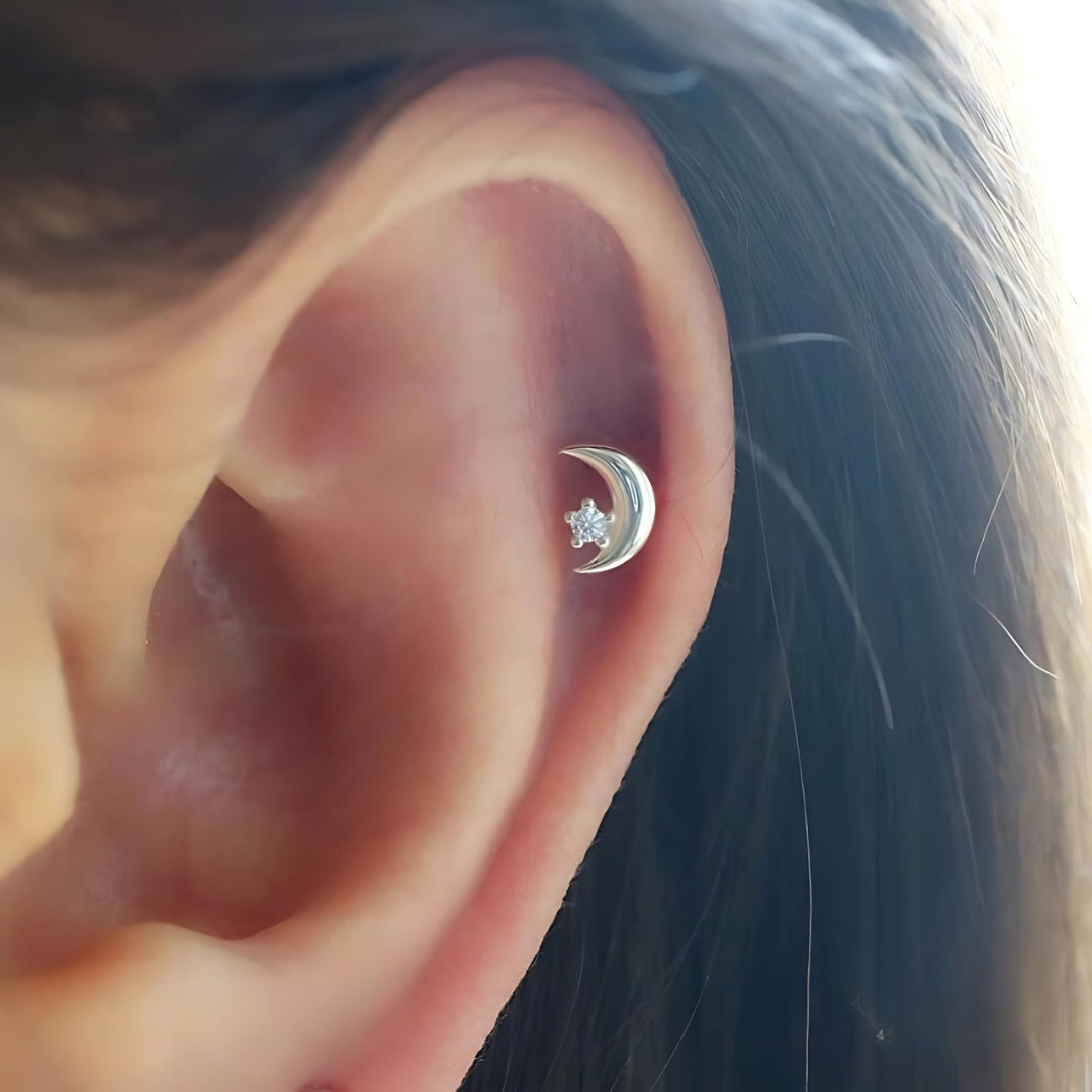 20G Cartilage Tiny Moon Star Tragus Stud