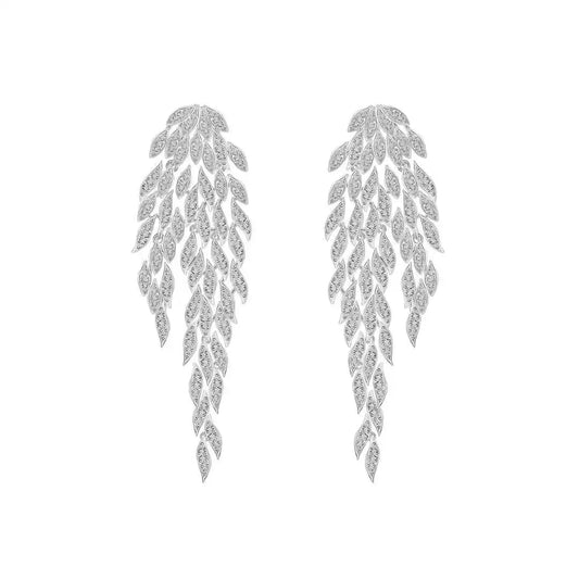 Trendy Marquise Leaf Drop Tassel Earrings
