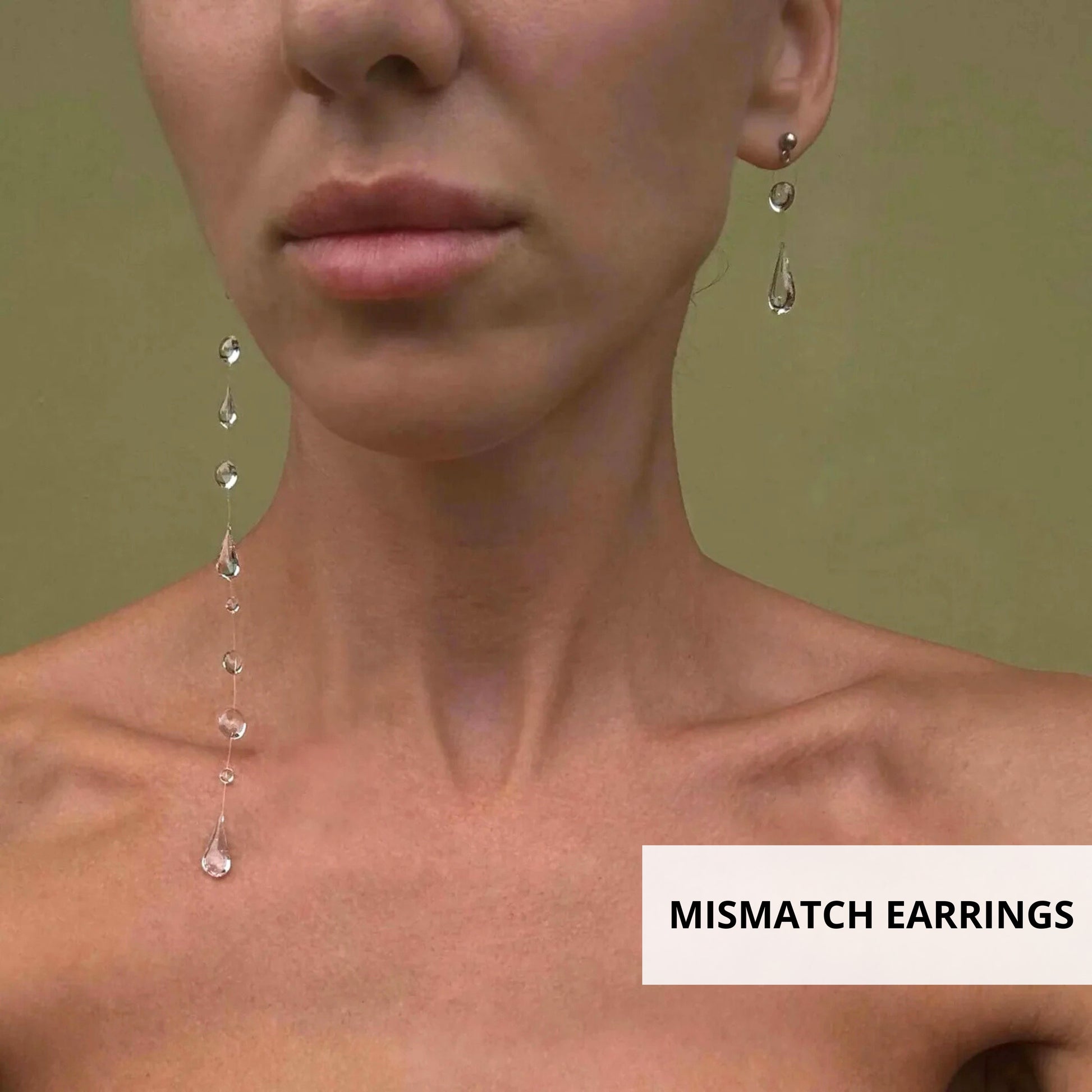 Mismatch Waterdrop Invisible Earrings