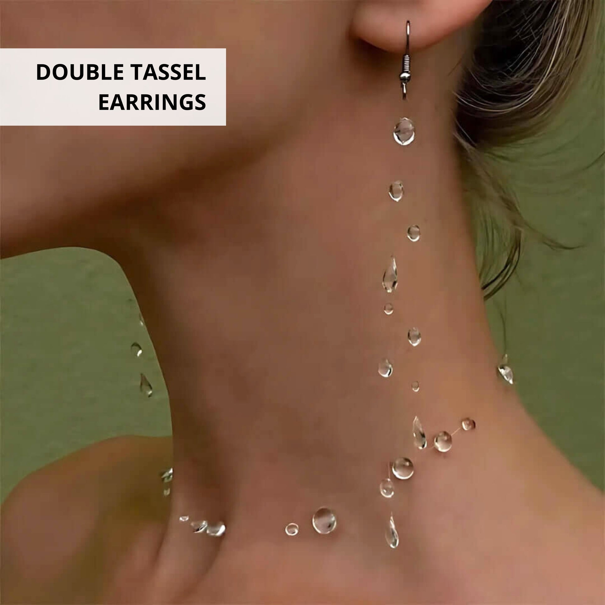 double tassel fairy teardrop earrings