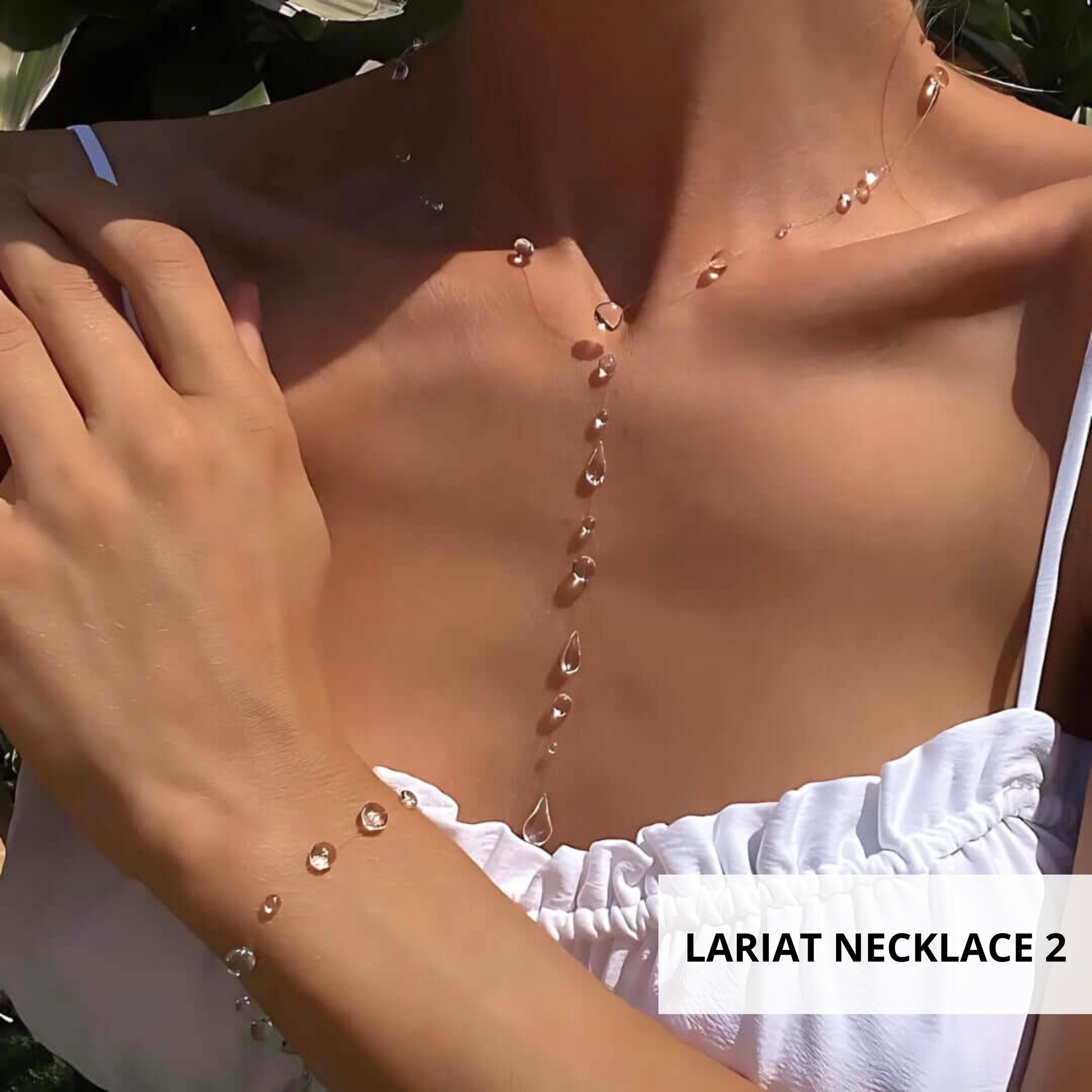 transparent dewdrop y necklace