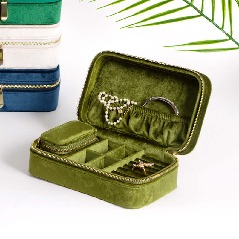 Portable Velvet Jewelry Organizer Box