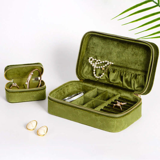 Portable Velvet Jewelry Organizer Box