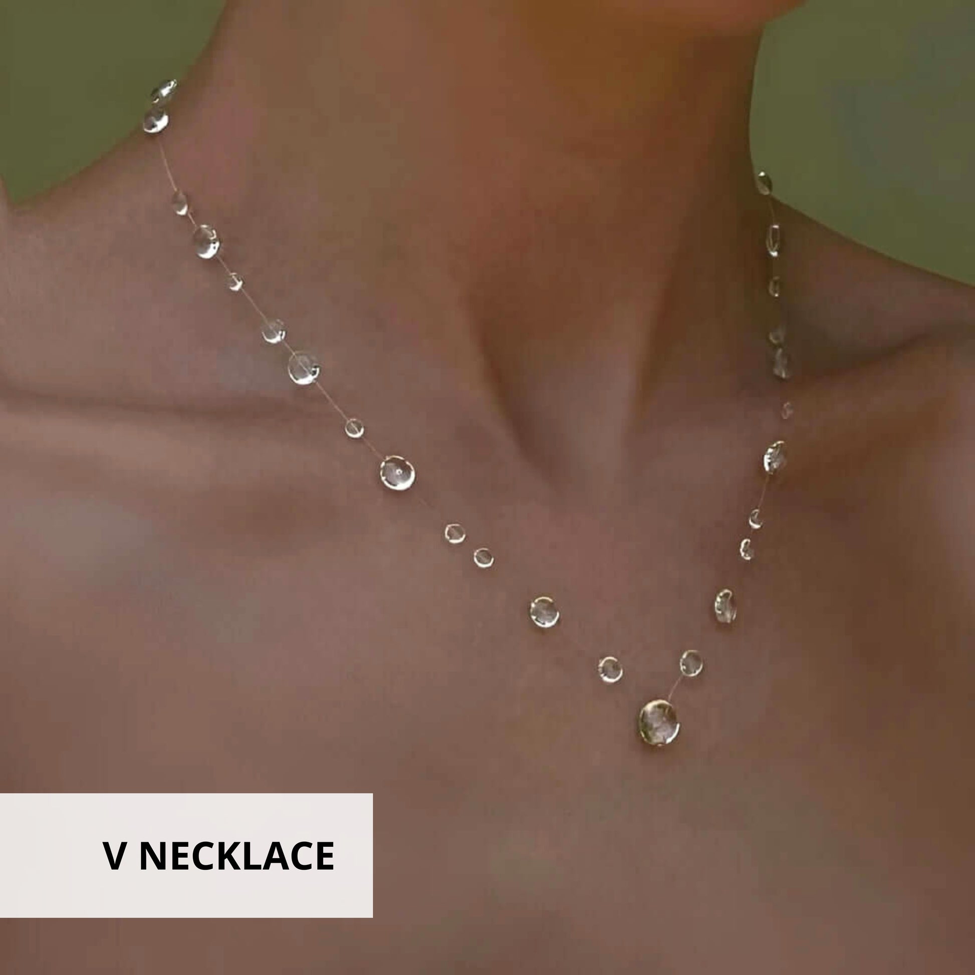 Clear Dewdrop V Necklace Transparent
