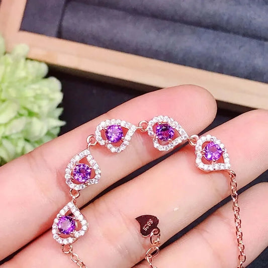 925 Silver Sparkly Amethyst Bracelet