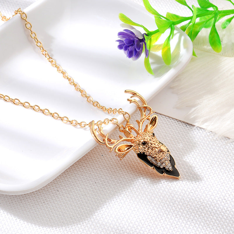 Sterling Silver Deer Horn Xmas Tree Pendant Necklace