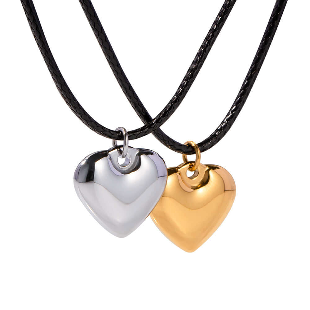 Black Cord Necklace Silver & Gold