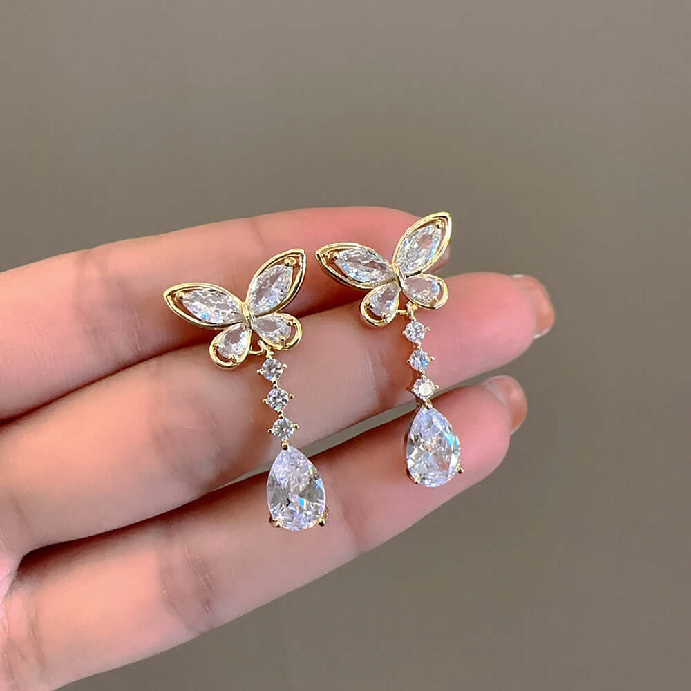 Butterfly Crystal Drop Earrings