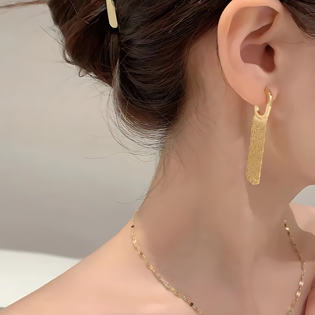 Chic Gold C Hoop Waterfall Earrings
