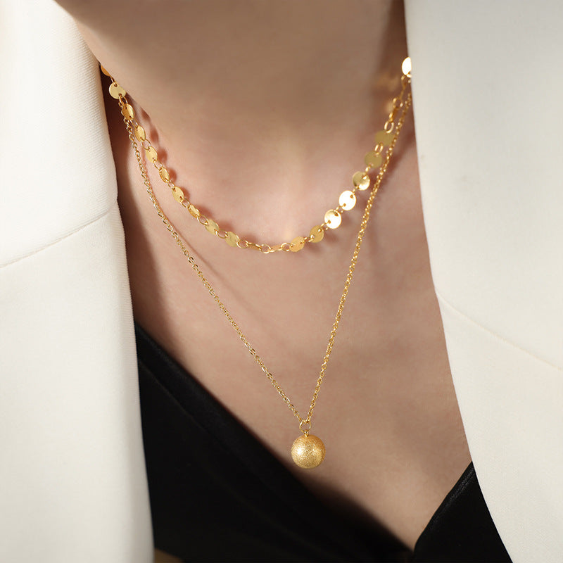 Chic Gold Disc Ball Layering Necklace