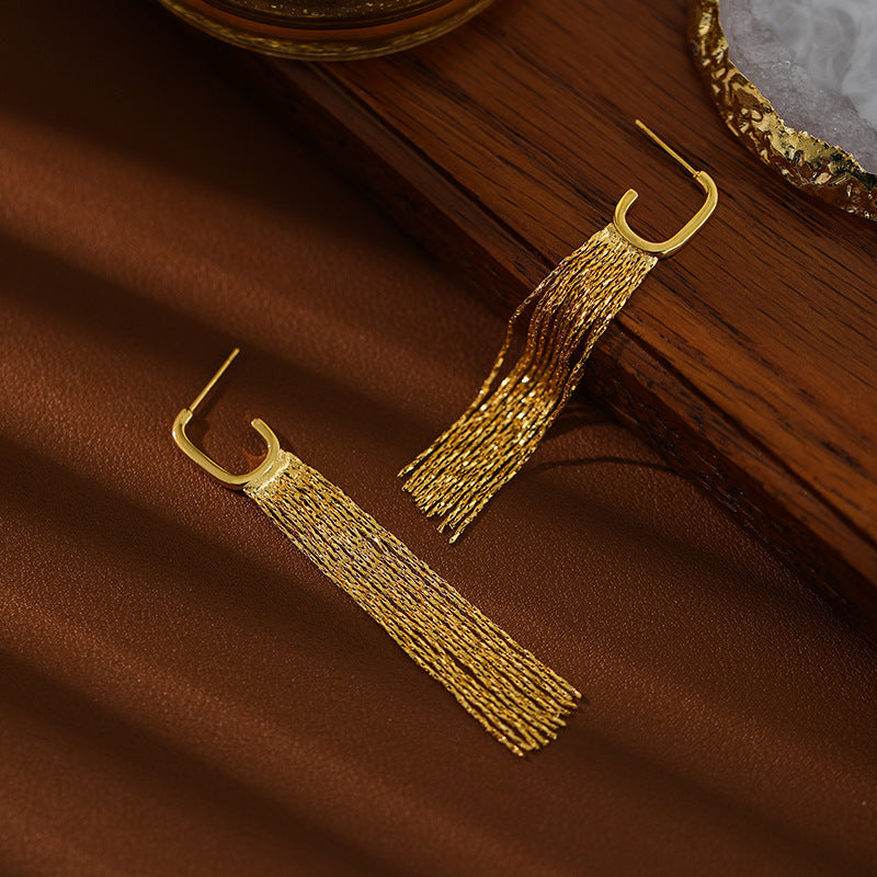 Chic Gold Waterfall Hoop Earrings