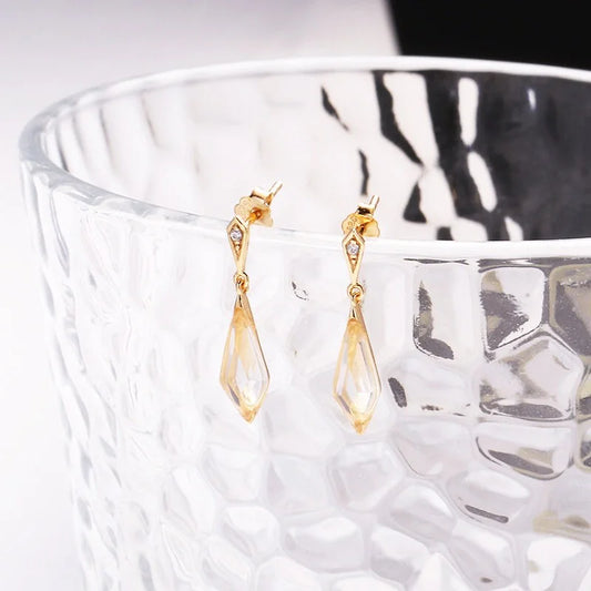 Natural Clear Quartz Dangle Earrings
