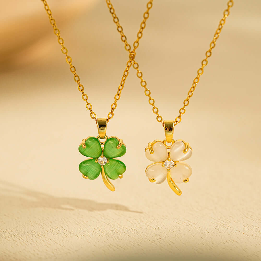 Titanium Four Leaf Clover Pendant Necklace