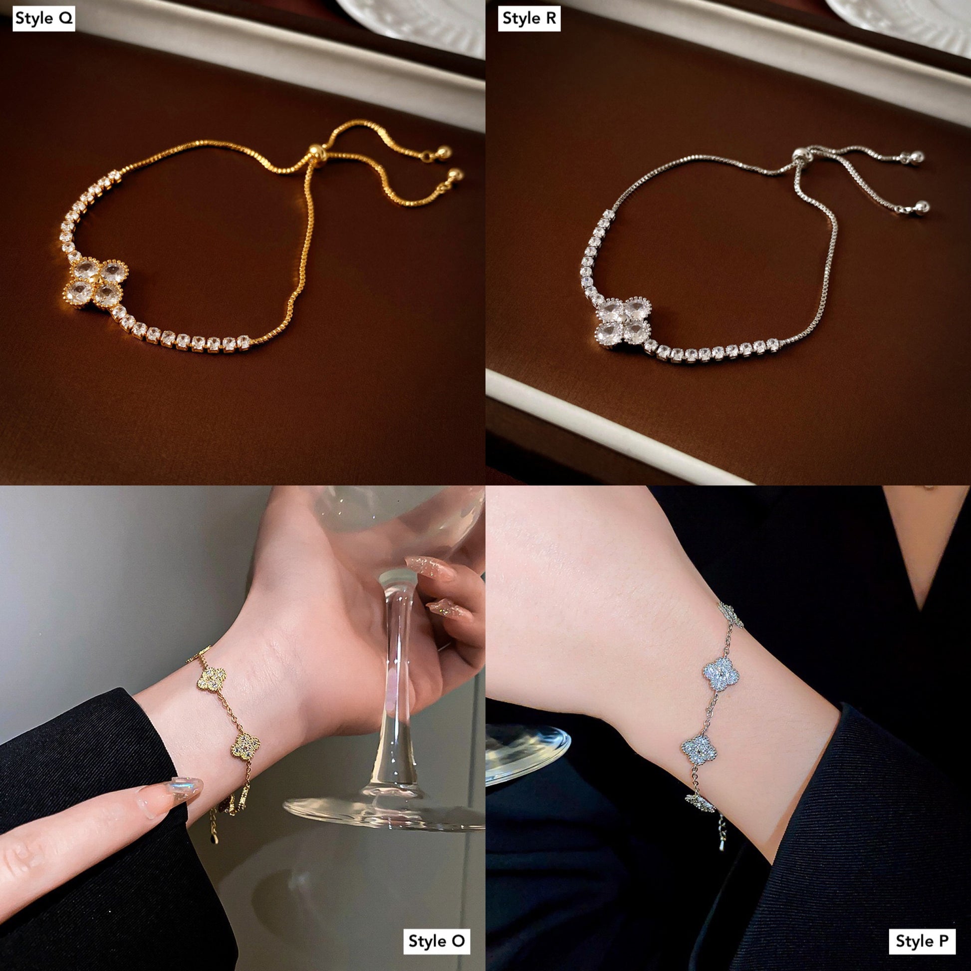 14K Gold Plated Four Leaf Clover Bracelet