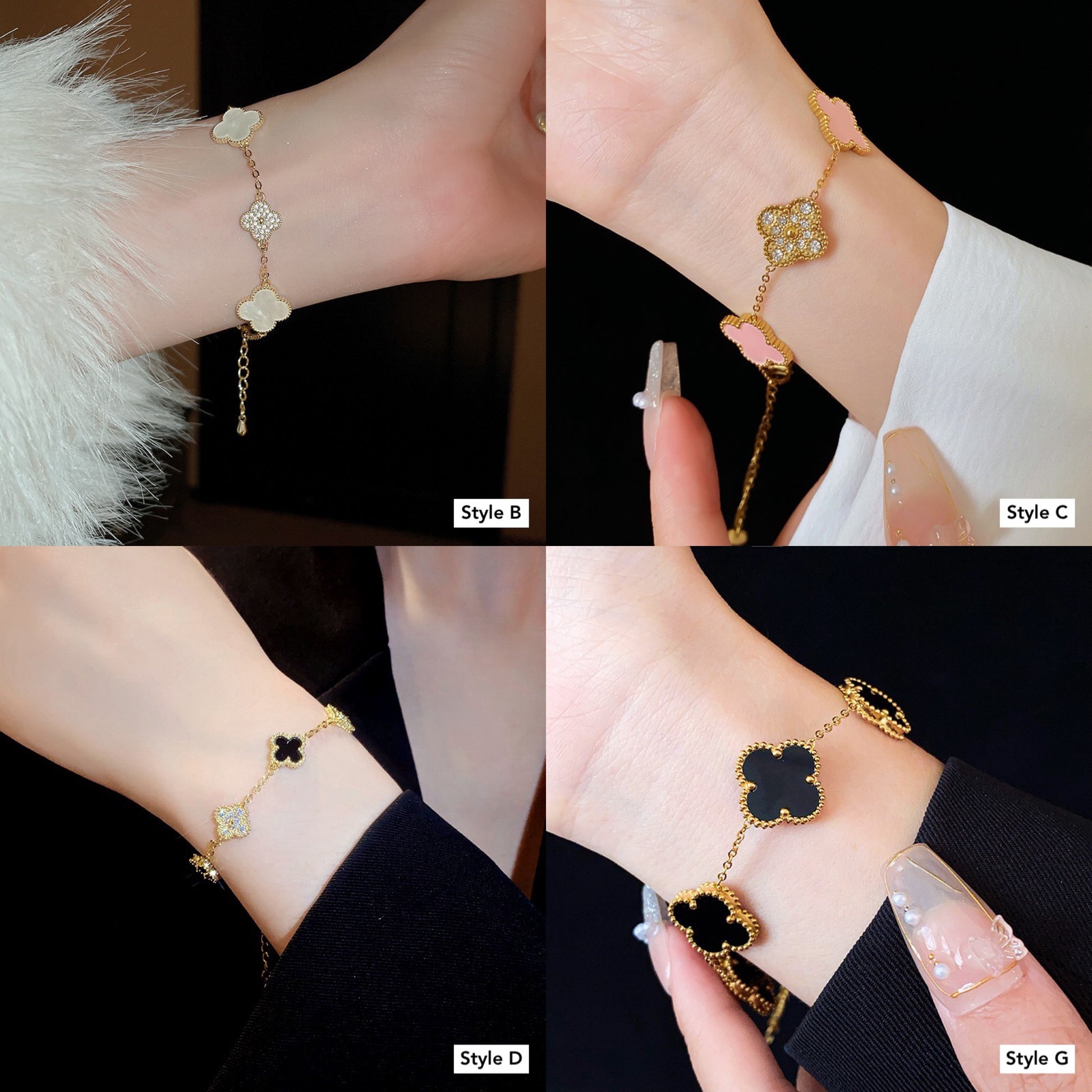 14K Gold Plated Four Leaf Clover Bracelet