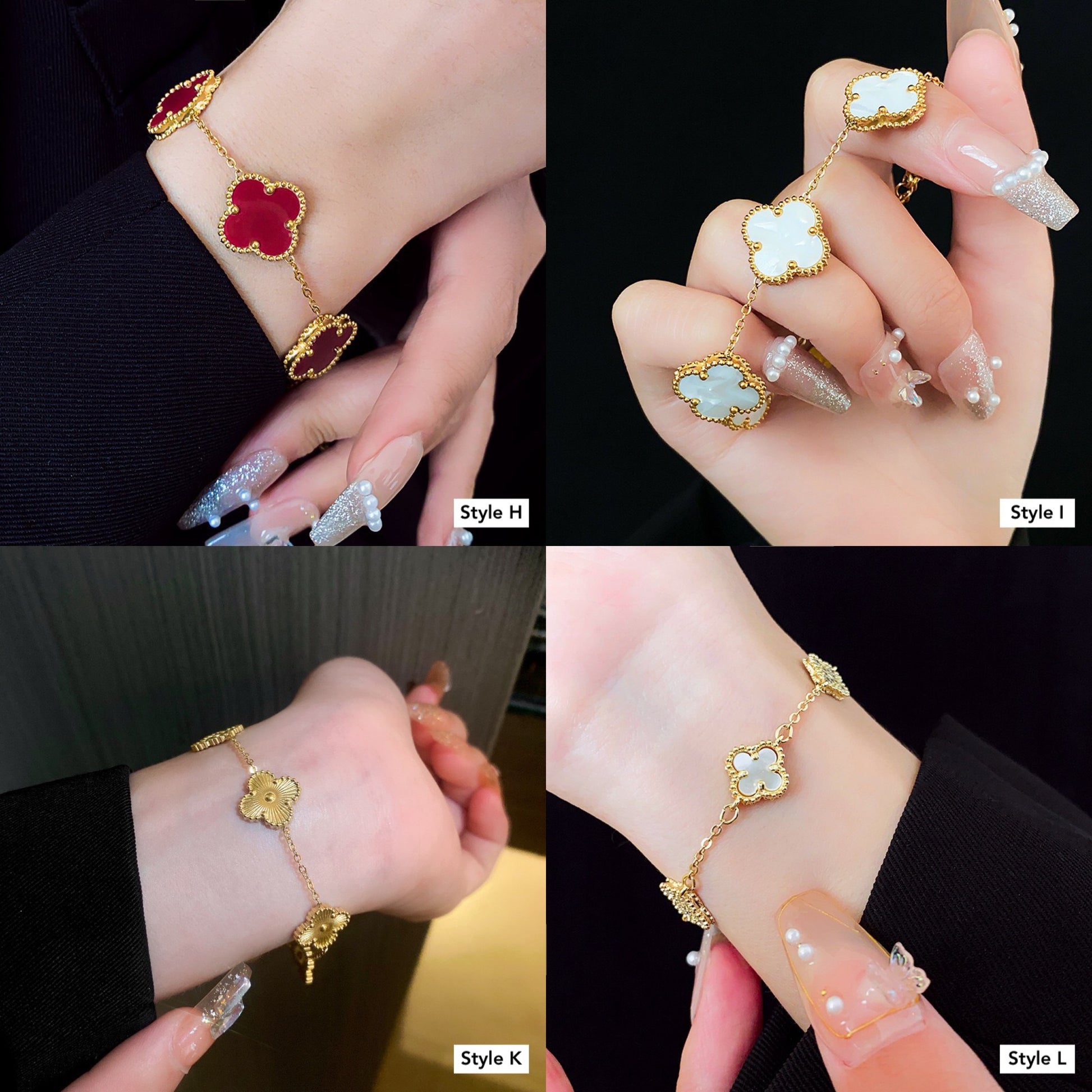 14K Gold Plated Four Leaf Clover Bracelet