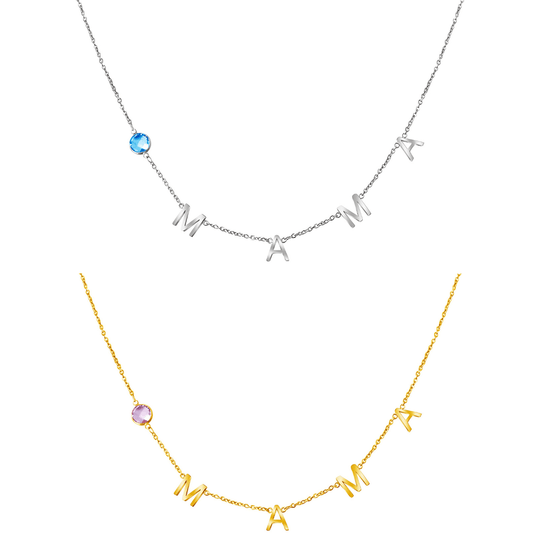 Custom Letter Name BirthStone Necklace